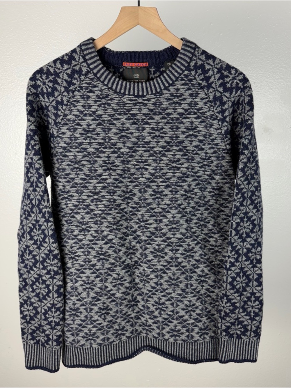 Scotch & Soda Wool Nordic Sweater Crewneck Fair Isle Amsterdam Size Large